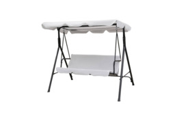 Weather-Resistant 3-Seater Swing Chair with Adjustable Canopy - Grey - thumbnail 2