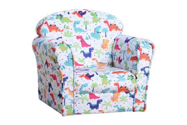 Kids Dinosaur Flannel Tub Chair - Sturdy Wooden Frame, Padded Seat, Child-Safe Design - image 1