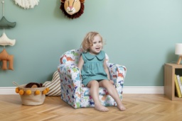 Kids Dinosaur Flannel Tub Chair - Sturdy Wooden Frame, Padded Seat, Child-Safe Design - thumbnail 2