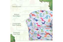 Kids Dinosaur Flannel Tub Chair - Sturdy Wooden Frame, Padded Seat, Child-Safe Design - thumbnail 4