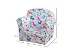 Kids Dinosaur Flannel Tub Chair - Sturdy Wooden Frame, Padded Seat, Child-Safe Design - thumbnail 3