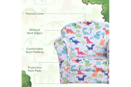 Kids Dinosaur Flannel Tub Chair - Sturdy Wooden Frame, Padded Seat, Child-Safe Design - thumbnail 8