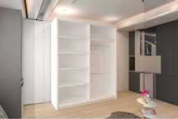 Modern Oak & Mirror Sliding Door Wardrobe - MDF Chipboard, Space-Saving Storage, 150cm or 203cm, Contemporary Bedroom Furniture - thumbnail 2