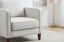 Linen Upholstered Single Sofa Armchair - Beige - thumbnail 4