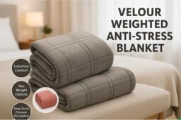 Velour Weighted Anti-Stress Blanket - Luxury Velvet Throw, Machine Washable, 2 Sizes, 2 Colours - thumbnail 2