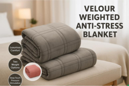 Velour Weighted Anti-Stress Blanket - Luxury Velvet Throw, Machine Washable, 2 Sizes, 2 Colours - thumbnail 6