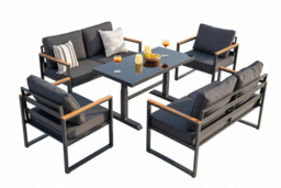 Hamburg 6-Seater Modular Power-Coated Metal Garden Sofa Set with Table Options - thumbnail 7