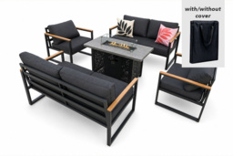 Hamburg 6-Seater Modular Power-Coated Metal Garden Sofa Set with Table Options - thumbnail 4