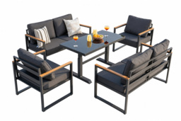 Hamburg 6-Seater Modular Power-Coated Metal Garden Sofa Set with Table Options - thumbnail 3