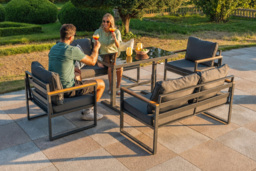 Hamburg 6-Seater Modular Power-Coated Metal Garden Sofa Set with Table Options
