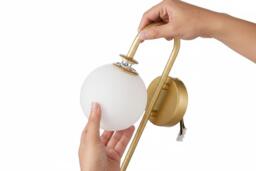 Golden Wall Light with Frosted Glass Shade - thumbnail 4