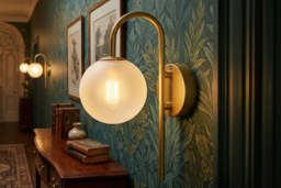 Golden Wall Light with Frosted Glass Shade - thumbnail 6