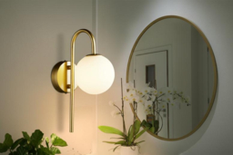 Golden Wall Light with Frosted Glass Shade - thumbnail 7