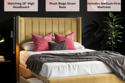 PRICE DROP! Beige Plush Divan Bed with Storage - thumbnail 8