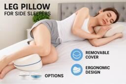 Memory Foam Leg Pillow for Side Sleepers - Ergonomic, Washable Cover, Single or Pair - thumbnail 2