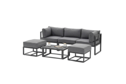 Outsunny 6-Piece Outdoor Sectional Daybed Sofa Set with Coffee Table, Footstool & Cushions - Grey - thumbnail 7