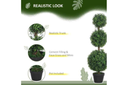 PRICE DROP! Set of 2 Faux Boxwood Ball Trees in Pot - Artificial UV-Protected Topiary, Modern Home Decor, 100cm - thumbnail 8