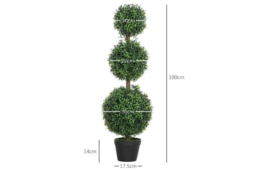 PRICE DROP! Set of 2 Faux Boxwood Ball Trees in Pot - Artificial UV-Protected Topiary, Modern Home Decor, 100cm - thumbnail 7