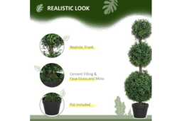 PRICE DROP! Set of 2 Faux Boxwood Ball Trees in Pot - Artificial UV-Protected Topiary, Modern Home Decor, 100cm - thumbnail 4