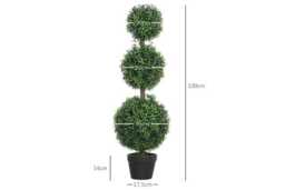 PRICE DROP! Set of 2 Faux Boxwood Ball Trees in Pot - Artificial UV-Protected Topiary, Modern Home Decor, 100cm - thumbnail 3