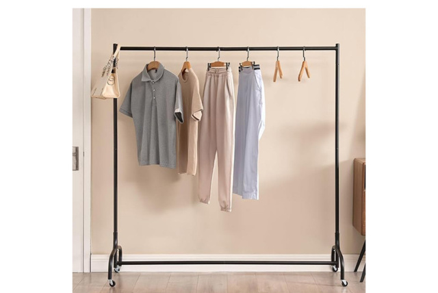 Heavy Duty Matte Metal Clothes Rail with Lockable Wheels - Extra Large Bedroom Wardrobe Storage - image 1
