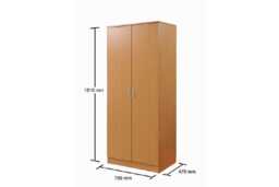 Elegant Oak 2-Door Wardrobe with Hanging Rail & Shelf - Compact Bedroom Storage, Classic Finish - thumbnail 2