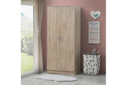 Elegant Oak 2-Door Wardrobe with Hanging Rail & Shelf - Compact Bedroom Storage, Classic Finish - thumbnail 4