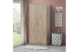 Elegant Oak 2-Door Wardrobe with Hanging Rail & Shelf - Compact Bedroom Storage, Classic Finish - thumbnail 8