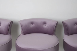 Upholstered Purple Velvet Vanity Stool with Tufted Plush Backrest and Wooden Legs - thumbnail 8