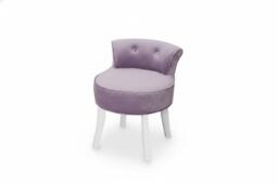 Upholstered Purple Velvet Vanity Stool with Tufted Plush Backrest and Wooden Legs