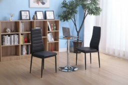 Contemporary Set of 2 Faux Leather High Back Dining Room Chairs - thumbnail 2