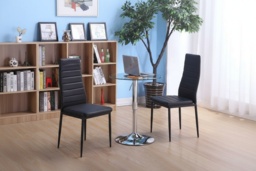 Contemporary Set of 2 Faux Leather High Back Dining Room Chairs - thumbnail 2