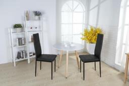 Contemporary Set of 2 Faux Leather High Back Dining Room Chairs - thumbnail 3