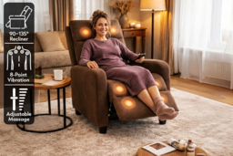EARLY BIRD! Velvet Massage Pushback Chair with Remote and 8-Point Vibration Massage - thumbnail 2