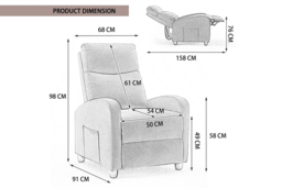 EARLY BIRD! Velvet Massage Pushback Chair with Remote and 8-Point Vibration Massage - thumbnail 4
