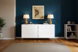 White 6-Drawer Chest of Drawers with Gold Legs - Modern Bedroom Storage, Durable MDF, Large Capacity - thumbnail 6