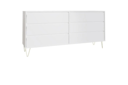 White 6-Drawer Chest of Drawers with Gold Legs - Modern Bedroom Storage, Durable MDF, Large Capacity - thumbnail 7