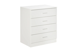 White Wooden 4-Drawer Bedroom Storage Cabinet - Modern Compact Chest, Anti-Slip, Sturdy MDF - thumbnail 8