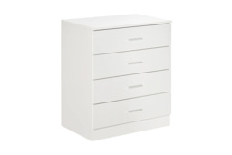White Wooden 4-Drawer Bedroom Storage Cabinet - Modern Compact Chest, Anti-Slip, Sturdy MDF - thumbnail 4