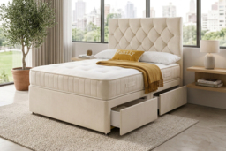 PRICE DROP! Cube Plush Divan Bed with Memory Sprung Mattress