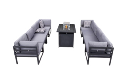 8-Seater Aluminium Outdoor Garden Dining Set with Built-In Fire Pit Table - thumbnail 2