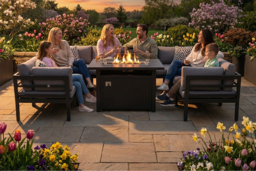 8-Seater Aluminium Outdoor Garden Dining Set with Built-In Fire Pit Table - thumbnail 3