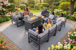 8-Seater Aluminium Outdoor Garden Dining Set with Built-In Fire Pit Table - thumbnail 8