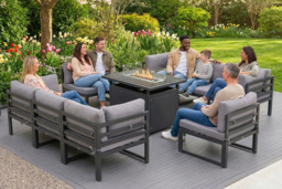 8-Seater Aluminium Outdoor Garden Dining Set with Built-In Fire Pit Table - thumbnail 5