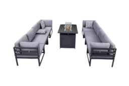 8-Seater Aluminium Outdoor Garden Dining Set with Built-In Fire Pit Table - thumbnail 6