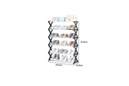 Foldable Multi-Tier Metal Shoe Rack with 6 Shelves - thumbnail 3