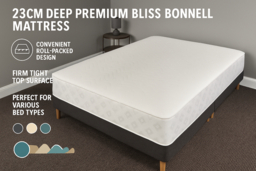 PRICE DROP! 23cm Deep Premium Bliss Bonnell Sprung Memory Mattress - 6 Sizes - thumbnail 6