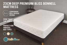 PRICE DROP! 23cm Deep Premium Bliss Bonnell Sprung Memory Mattress - 6 Sizes - thumbnail 2