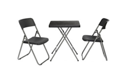 Rattan Effect Folding Garden Bistro Set - Weather-Resistant, Space-Saving, 2-Seater Outdoor Furniture - thumbnail 2