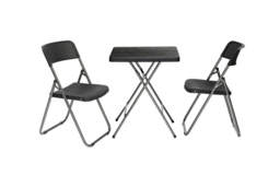 Rattan Effect Folding Garden Bistro Set - Weather-Resistant, Space-Saving, 2-Seater Outdoor Furniture - thumbnail 6